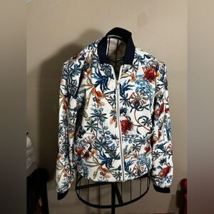 size small womens blue white coat jacket fall spring summer floral